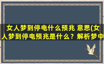 女人梦到停电什么预兆 意思(女人梦到停电预兆是什么？解析梦中停电的含义)